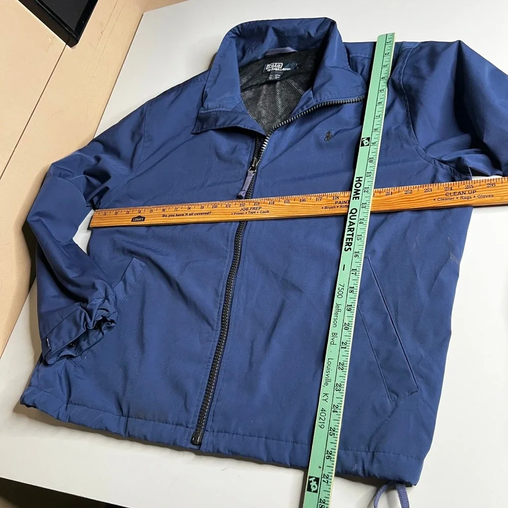 Polo Ralph Lauren Mens Blue Windbreaker Jacket Full Zip Mesh Lined Large